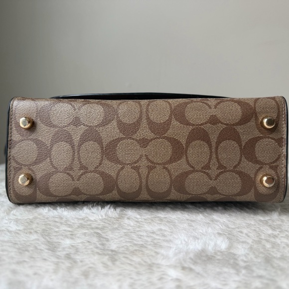 Coach Tilly Top Handle Satchel bag in black / khaki with chain charm - Picture 10 of 13